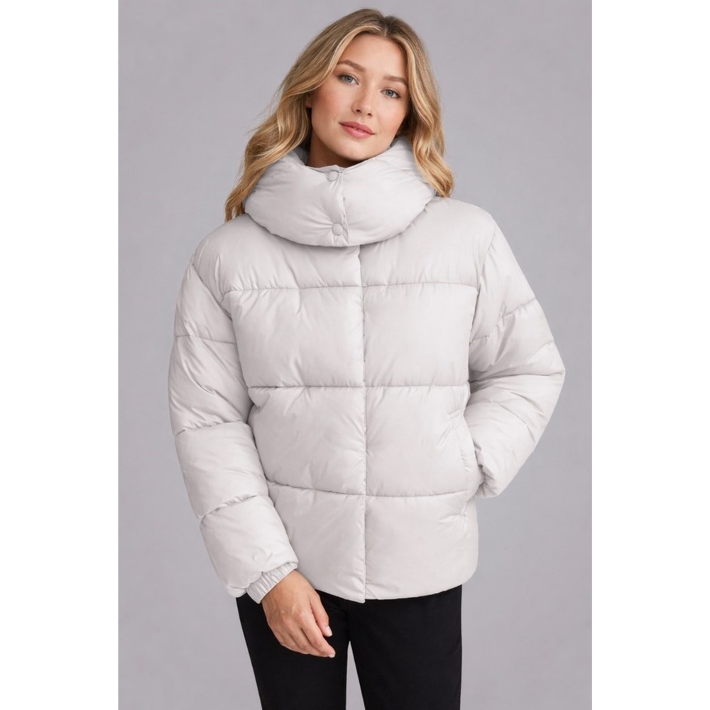 NVLT Womens XL TG Puffer‎ Jacket Winter Warm Quilted Hooded Ivory White